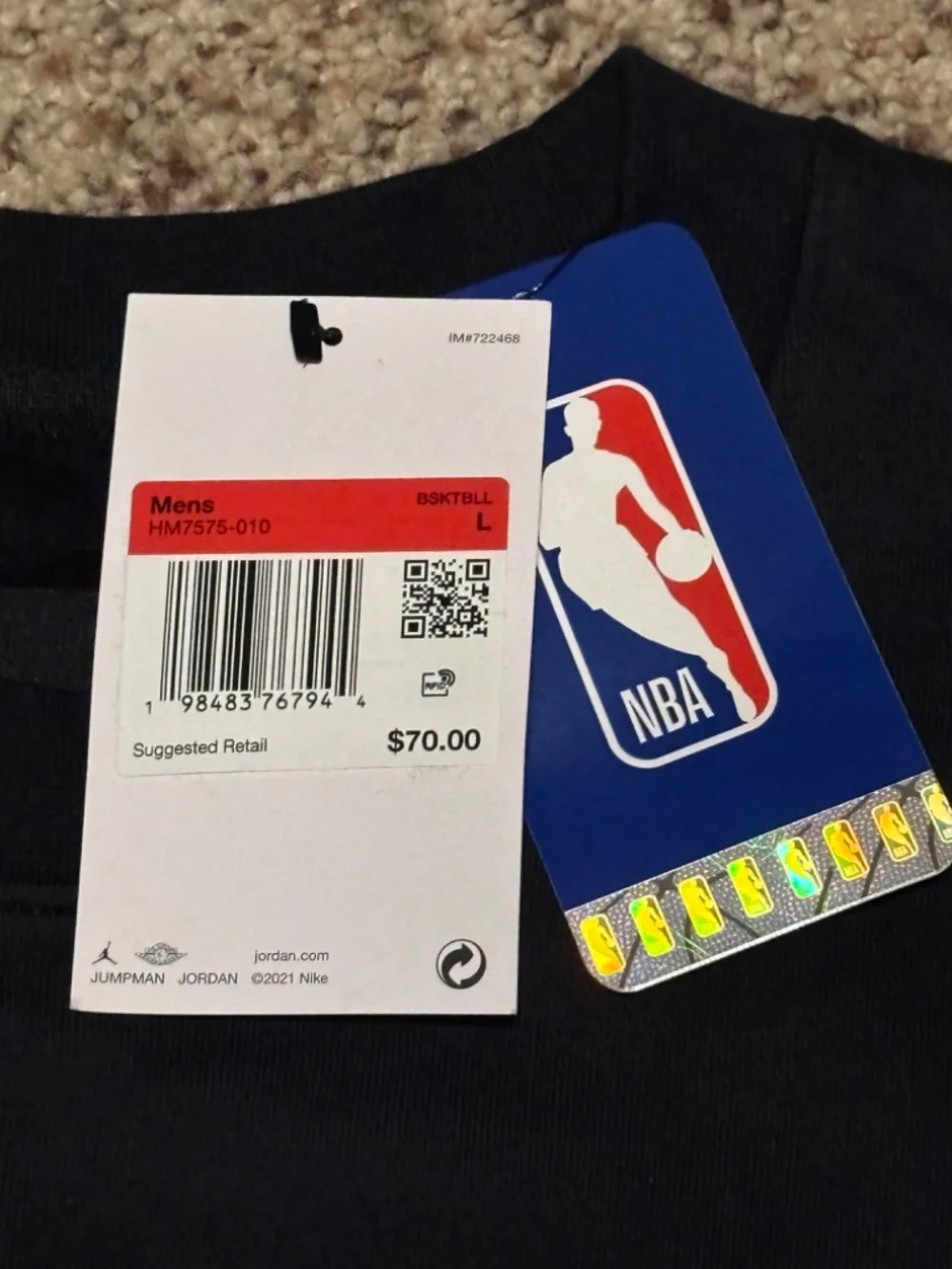 Jordan Brooklyn Nets NBA Fleece Crew-Neck Sweatshirt - Black